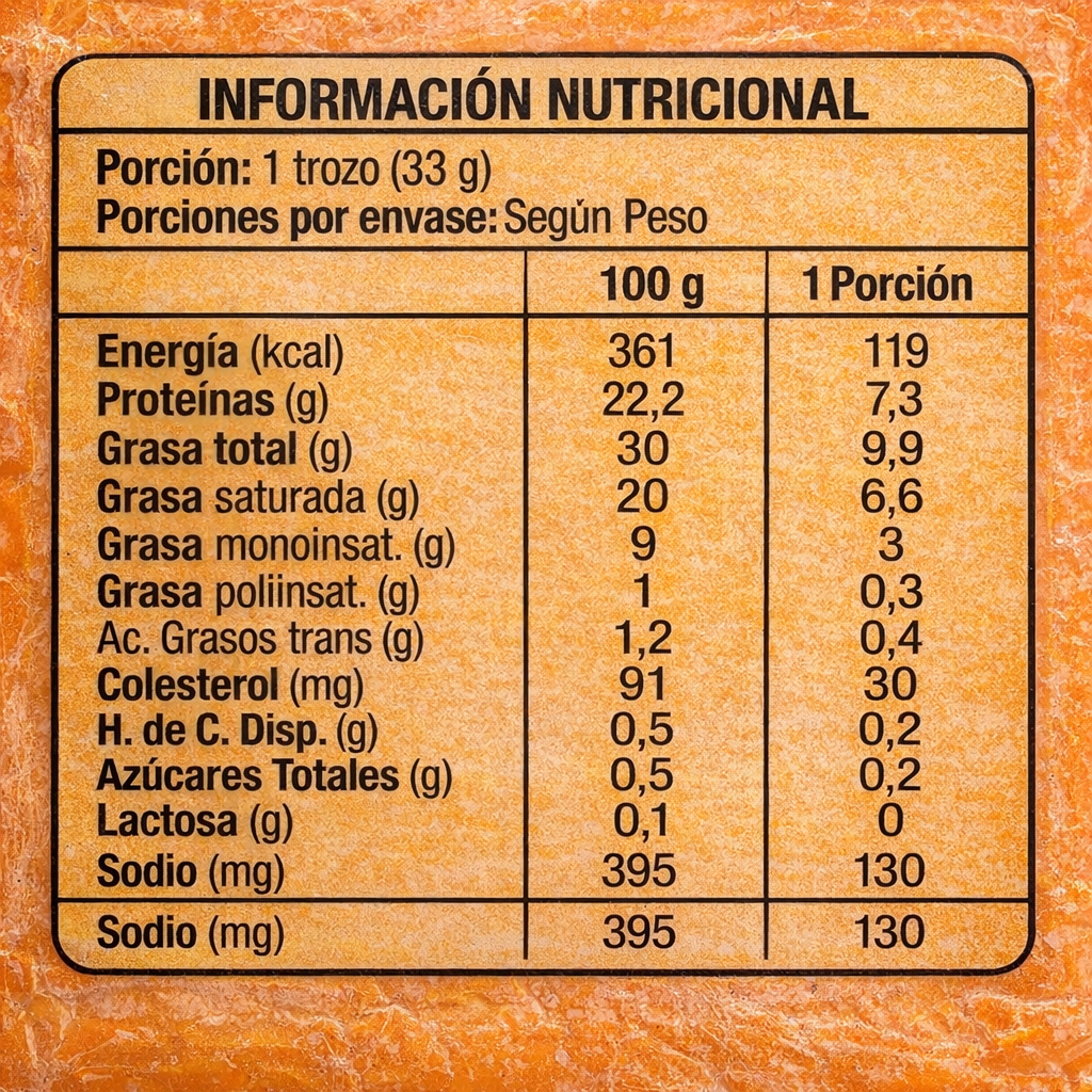 Queso mantecoso Parcelas de Valdivia