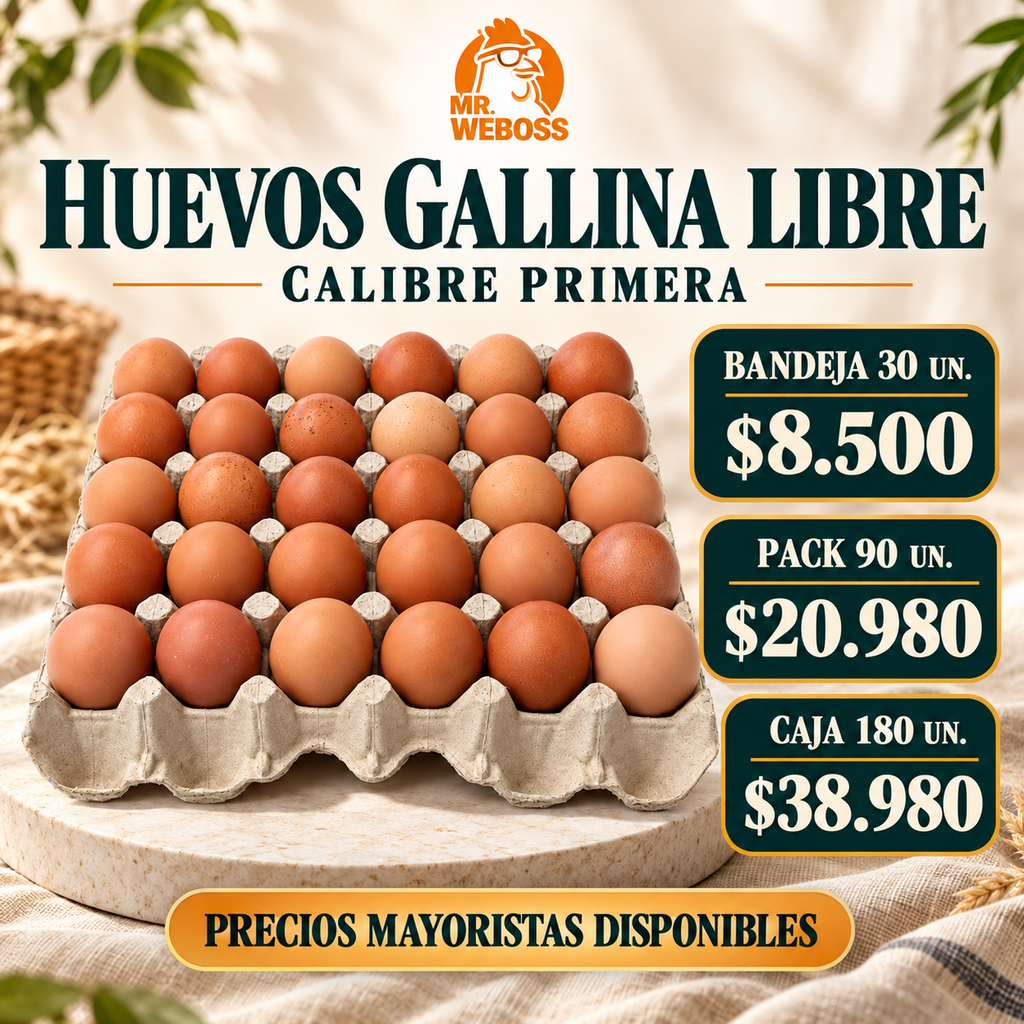 Bandeja de huevos de gallina libre calibre Primera