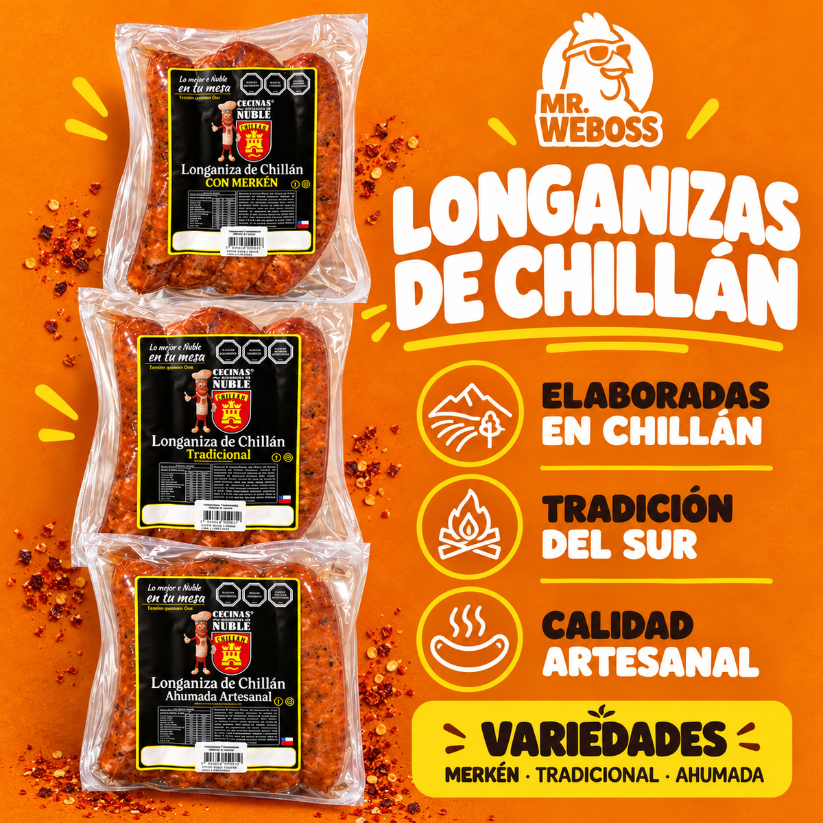 Pack Parrillero · 3 kg de Chorizo de Chillán