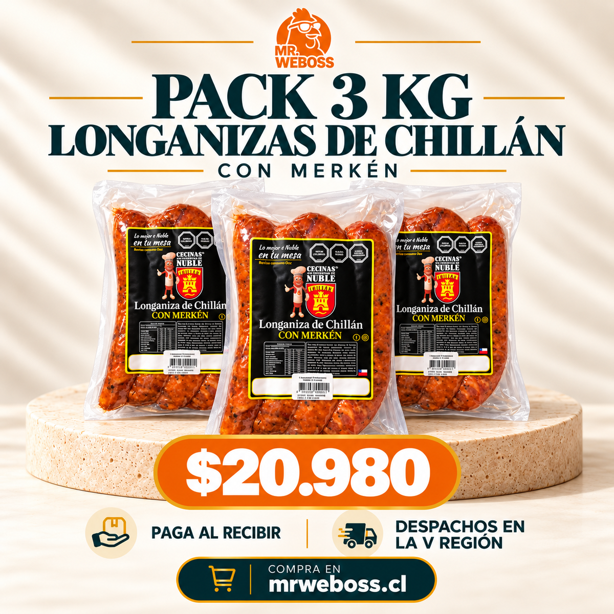 Chorizo de Chillán Ahumado con Merkén (Longaniza)