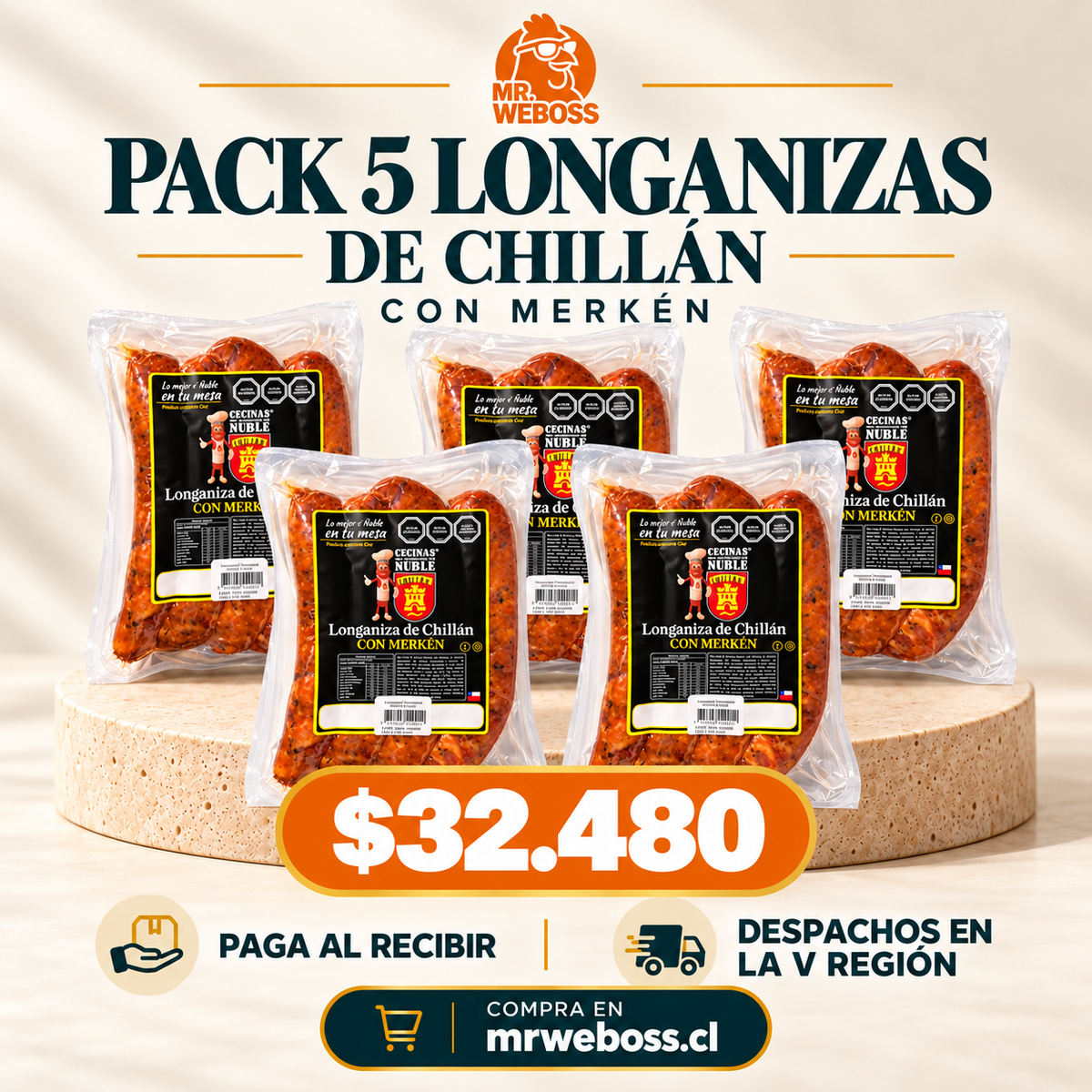 Chorizo de Chillán Ahumado con Merkén (Longaniza)