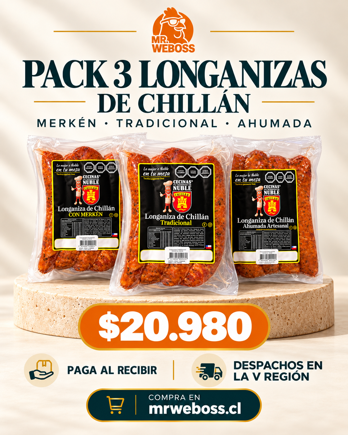 Pack Parrillero · 3 kg de Chorizo de Chillán