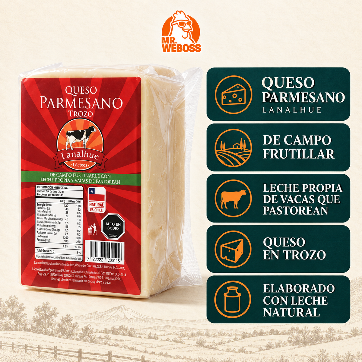 Queso Parmesano - Lanalhue - 300 g